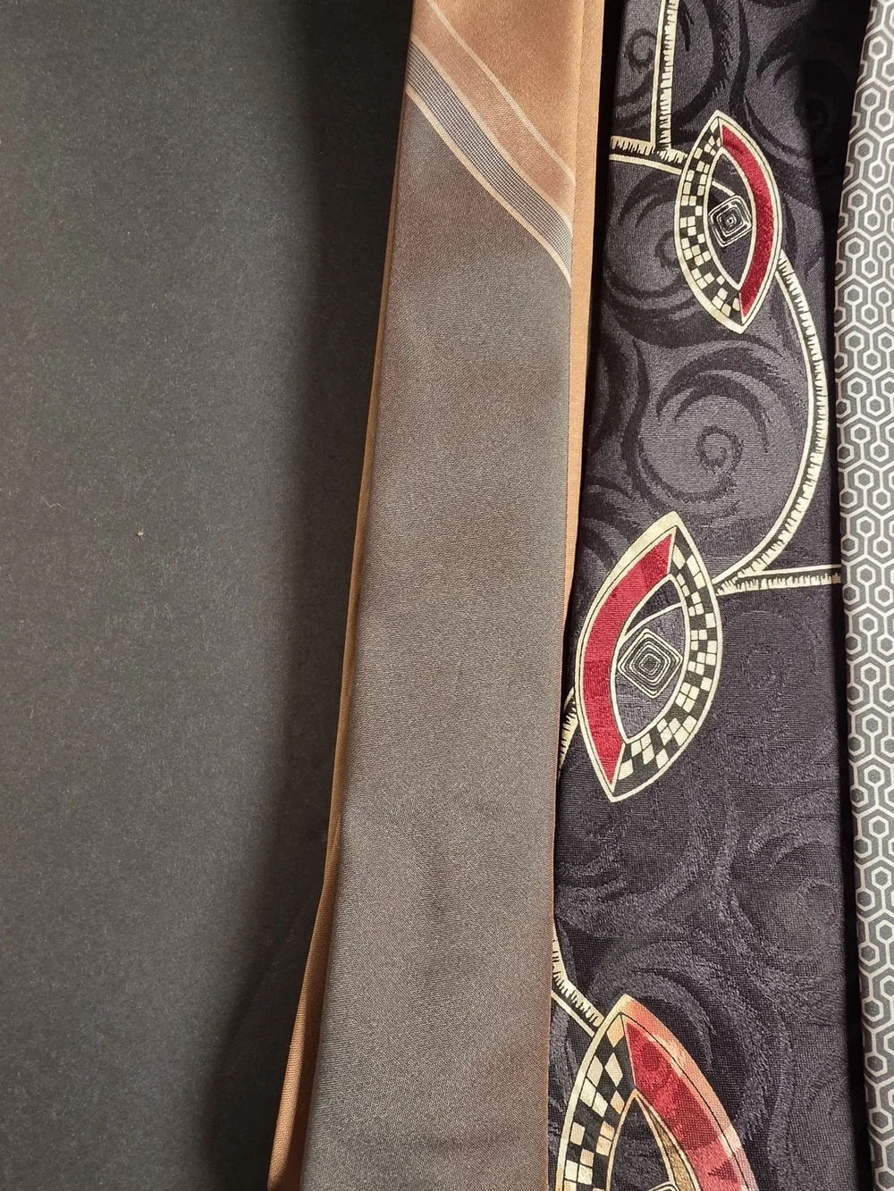 Men's Mixed Pattern Tie Set - Black, Navy, Brown, Cream